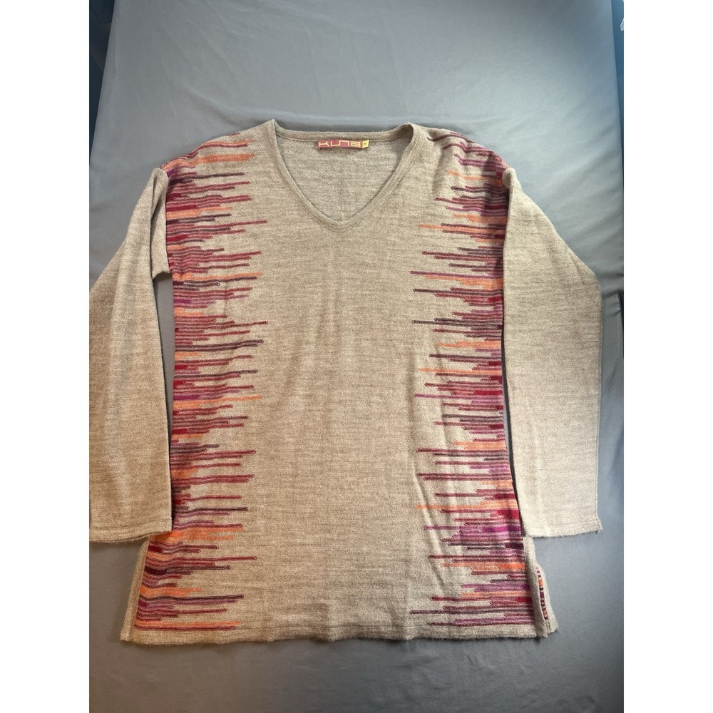 KUNA‎ Baby Alpaca Multi Color Sweater Made In Peru Size Medium Luxe